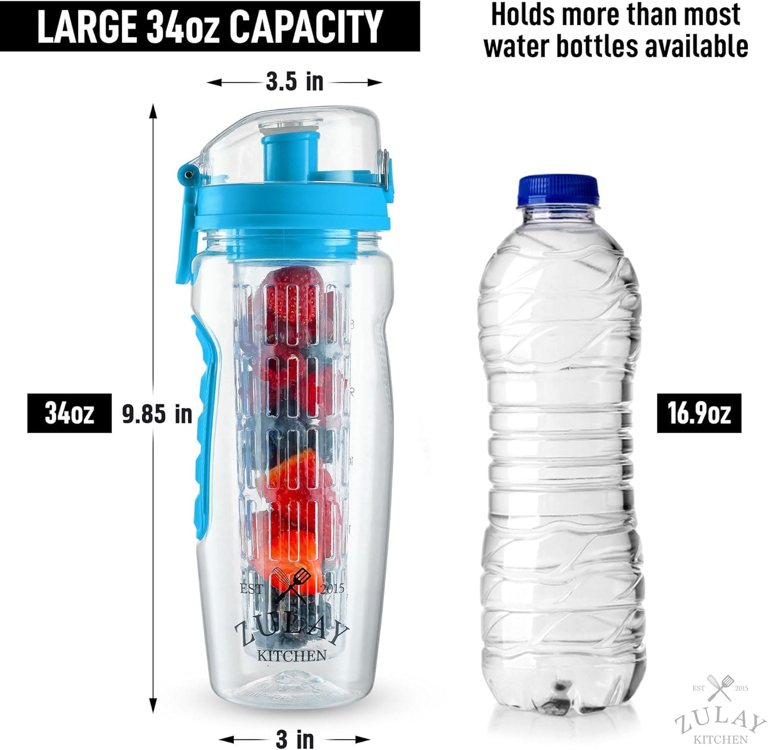 Aqua Time Infuser Water Bottle, 1L Time Tracker Bottle With Cleaning Brush, Acrylic Detox Sports Water Bottle, Triton Sports Bottle with Flip Top Lid, Fruity infusing Water Bottles for Women & Men - Aqua Time Infuser Water Bottle, 1L Time Tracker Bottle With Cleaning Brush, Acrylic Detox Sports Water Bottle, Triton Sports Bottle with Flip Top Lid, Fruity infusing Water Bottles for Women & Men -